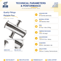 Adaptor Reducer Dua Ukuran Flensa Berbeda dari Baja Tahan Karat SS304 ISO-KF Reducing Cross Four Way Vacuum Fitting