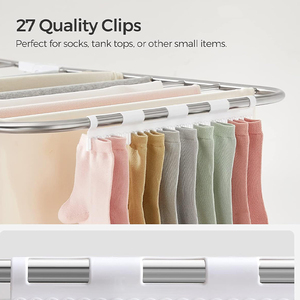 Porte-<span class=keywords><strong>linge</strong></span> pliable à double niveau en acier inoxydable Porte-vêtements mural rétractable pour le rangement et le séchage de la salle de bain - Product Image 4
