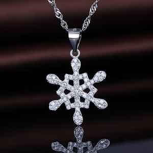 المجوهرات بالجملة عيد الميلاد 925 فضة ندفة الثلج قلادة ندفة الثلج ، عيد الميلاد مجوهرات - Product Image 4