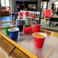 Gelas Shot Plastik Desain Bertingkat 2oz, Dapat Ditumpuk, Bahan PP PS Bebas BPA untuk Bar, Karnaval, Acara Tasting