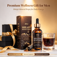 Gouttes liquides orales de Shilajit à haute concentration, marque privée, 1:1 Pur Qualité Or de l'Himalaya, 60% Acide Fulvique, Saveur Personnalisée
