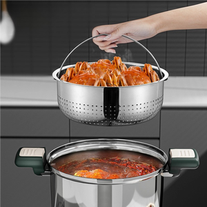 Nova Panela de Pressão Multifuncional de Aço Inoxidável 304 de Três Camadas com Vaporizador Universal para Fogões e Caldeiras - Product Image 5