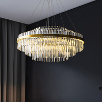 Lustre en cristal de luxe léger, moderne et minimaliste, circulaire, grand modèle, LED doré, haute luminosité, pour salon, salle à manger, chambre à coucher