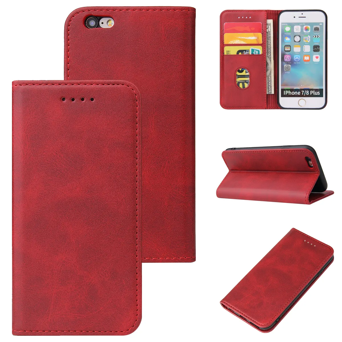 Leather Luxury Magnetic Leather Flip Wallet Case For iPhone 5 5S 6 6S 7 8 Plus X XS 11 12 Pro MAX Phone Cover