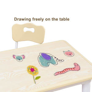 Set di Tavolo e Sedie per Bambini Regolabile in Altezza in Legno per Asilo e Scuola Materna, Tavolo da Disegno e Studio per Casa - Product Image 2