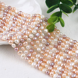 AAAA 5-6mm Wit roze paars gemengde kleur beste kwaliteit goede glans zijdelings geboorde gat barok parel ketting - Product Image 1