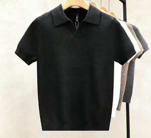 Camiseta de punto de manga corta para hombre, nueva colección de verano, con cuello tipo tijera, de lyocell, fresca y resistente a las arrugas - Product Image 5