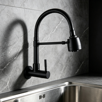 Keran Dapur Modern Klasik Satu Pegangan Bahan Stainless Steel Lapisan Hitam Fleksibel Inti Katup Keramik Putar 360 Derajat