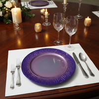 Assiettes de présentation en plastique PP de 13 pouces de haute qualité, motif personnalisé, luxe, durables, réutilisables pour mariages, anniversaires, hôtels, fêtes et événements