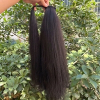 Queue de cheval en cheveux naturels en gros, extension lisse crépue Yaki à enrouler, noir naturel avec peigne, longue et prête à l'emploi pour femmes