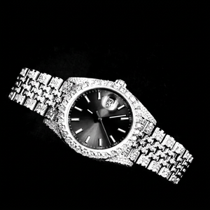 Montre en acier inoxydable de haute qualité avec moissanite, élégante, résistante à l'eau, avec diamants véritables pour un usage quotidien - Product Image 1