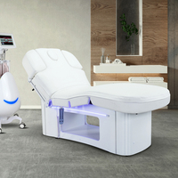 Table de massage électrique avec lumière LED d'ambiance pour salon de beauté, lit de spa multifonctionnel à 4 moteurs, chauffage réglable