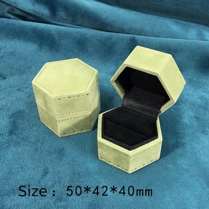 Hexagonal Flip-Top Velvet Printed Jewelry <b>Box</b> for Engagement & Wedding Diamond Ring and <b>Earring</b> Storage - Product Image 5