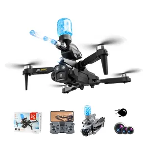 RC Drone KJ K11 MAX Aerial Photo Brushless 3 Len Optical Flow Folding Aircraft Water Blaster Launch Quadcopter Toy 2 Batteries