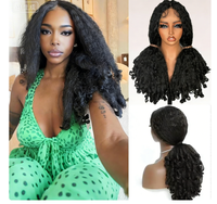 Perruques frontales T-part en soie premium résistantes à la chaleur, couleur brun foncé, 24 pouces, 230g, texture Yaki droite avec pointes bouclées, pour l'Europe, l'Amérique et l'Afrique, avec ligne de cheveux naturelle et texture douce et volumineuse