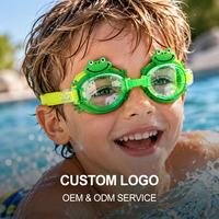 Lunettes de natation pour enfants en forme de grenouille, anti-buée, protection UV, verres en PC avec sangle jaune réglable