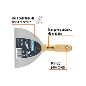 Maestro con 96 unità spatola flessibile 6 'con manico in legno, Truper - Product Image 2