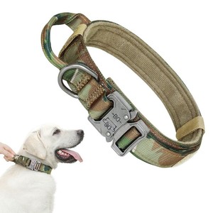 Collare tattico per cani in Nylon regolabile con protezione morbida imbottita in lega al guinzaglio resistente all'usura per cani di taglia media - Product Image 3