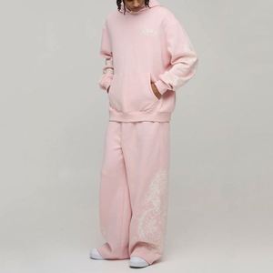 Light Pink Lace Print Hoodie Sweatpants Sweet Custom Men Two Piece <b>Tracksuit</b> - Product Image 4