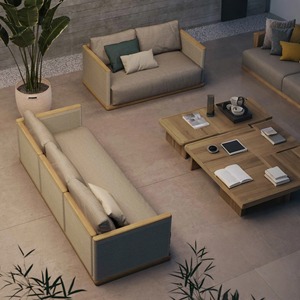 Ensemble de canapés de jardin en teck, mobilier de patio extérieur, ensemble canapé et table basse en teck - Product Image 1