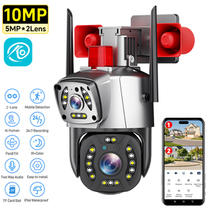 Câmera de Segurança com Lente Dupla de 10MP 360 °   Câmera IP PTZ <span class=keywords><strong>CCTV</strong></span> com Detecção Humana por IA, Rastreamento Automático, Visão Noturna Colorida, Áudio Bidirecional, IP66 - Product Image 1