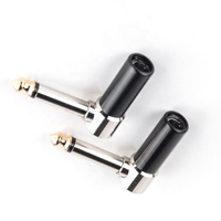 Cuerpo negro Soldadura dorada 1/4 "6,35mm Ángulo recto Mono TS Conector de audio para altavoz