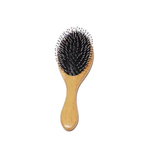 Spazzola per capelli in legno di bambù di nuovo arrivo con spazzola per capelli in Nylon e setola di cinghiale