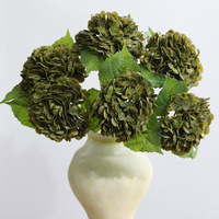 Bunga Hydrangea Buatan Tangan dari Sutra Asli dengan Lapisan Pelembap Kelopak, Dekorasi Rangkaian Bunga untuk Ruang Tamu Rumah