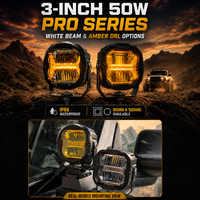 Aurora 3 pouces 12V/24V 50W IP68 Étanche 5000 Lumens DRL Phare LED antibrouillard à faisceau spot Blanc/Jaune pour SUV/4x4 Ajustement universel