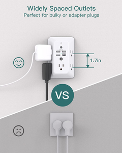 Grifo de pared de 5 vías con luz nocturna, módulo de cargador USB múltiple, tira de extensión de electricidad, <span class=keywords><strong>fuente</strong></span> de alimentación múltiple - Product Image 4