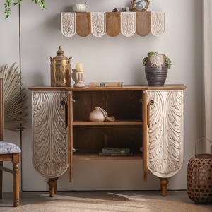 Mueble <span class=keywords><strong>de</strong></span> <span class=keywords><strong>Entrada</strong></span> <span class=keywords><strong>de</strong></span> Madera Maciza Tallada Estilo Francés, Aparador <span class=keywords><strong>de</strong></span> <span class=keywords><strong>Entrada</strong></span> para Villa u Hotel, Mueble Auxiliar Vintage con Acabado Desgastado para Sala <span class=keywords><strong>de</strong></span> Estar - Product Image 3