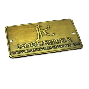 Customization Rectangle Round Metal Antique Brass Furniture Logo Tags Name Plate