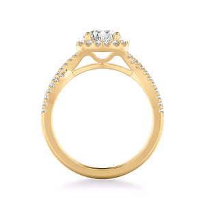 Anillo de compromiso clásico personalizado de oro blanco de 14K con diamante cultivado en laboratorio, certificado IGI, doble halo, pavé, tallo dividido, para mujer - Product Image 2