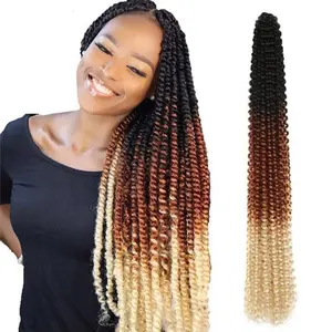 Capelli Passion Twist Ombre Biondi Ondulati Stile Bohémien, Estensioni Sintetiche per <span class=keywords><strong>Trecce</strong></span> all'Uncinetto - Product Image 1