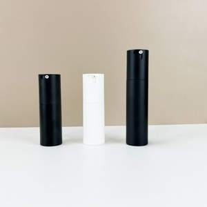 Luxury 30ml 50ml Face Cream Serum Lotion Packaging Plastic Cosmetic Matte Black Twist up Airless <b>Pump</b> <b>Bottle</b> with Custom Logo - Product Image 5