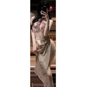 فستان طويل مزين بالزهور ثلاثي الأبعاد نسائي راقي مثير سهل التنظيف منتجات للكبار برغبات نقية بتصميم مجوف - Product Image 4