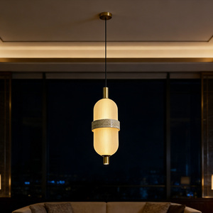Lampe suspendue de luxe <span class=keywords><strong>pour</strong></span> la décoration de la maison et de l'hôtel, abat-jour en verre, luminaire en pierre <span class=keywords><strong>pour</strong></span> chevet, îlot de <span class=keywords><strong>cuisine</strong></span>, chambre et côté canapé - Product Image 4