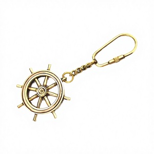 Hot Sell 2026 Zinc Alloy <b>Ship</b> <b>Wheel</b> Keychain with Golden Finished Vintage Designed Key Ring - Product Image 2