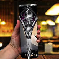 Gobelet personnalisé Jack Skellington de 20 oz, fermeture éclair, Halloween, stock américain et livraison gratuite