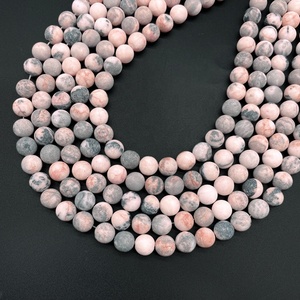 Cuentas sueltas de piedras preciosas redondas mate naturales para la fabricación de joyas Diy pulsera collar <span class=keywords><strong>Rosa</strong></span> cebra <span class=keywords><strong>jaspe</strong></span> con cuentas - Product Image 1