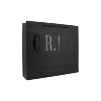Sac en papier noir de luxe écologique personnalisé avec logo en feuille d'or, compatible micro-ondes et réutilisable pour les boutiques, sacs cadeaux