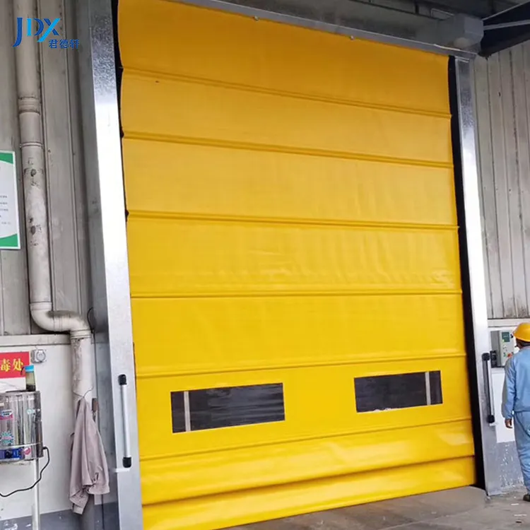 Blue Windproof Industrial High Speed Roller Shutter Doors Stainless Steel Frame Pvc Fast Door