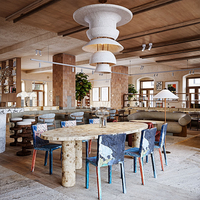 Meubles de restaurant de luxe sur mesure, chaise de bar en bois rembourrée, table et chaise de salle à manger commerciales pour projet hôtelier et de restauration