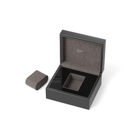 Boîte à montre en cuir gris de luxe Tancy, design personnalisé avec logo, intérieur en bois de qualité supérieure, forme rectangulaire, étanche