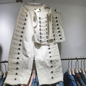 Ensemble tendance pour femme : <span class=keywords><strong>veste</strong></span> <span class=keywords><strong>en</strong></span> <span class=keywords><strong>jean</strong></span> rétro 2026 + pantalon long - Style élégant et décontracté - Product Image 1