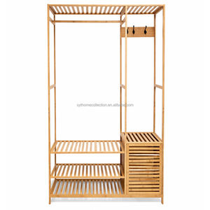 ราวแขวนเสื้อผ้าไม้ไผ่แบบกว้าง SYT จัดส่งรวดเร็ว สำหรับร้านบูติก ตู้โชว์สินค้าสำหรับโชว์รูม - Product Image 3