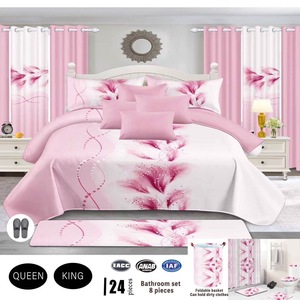 Tất cả các mùa nhà dệt may màu vỏ gối màu xanh in tấm Polyester bedspread <span class=keywords><strong>Set</strong></span> - Product Image 3
