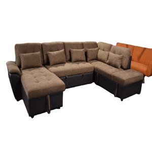 أريكة ركنية حديثة على الطراز الأوروبي بحجم كبير مقاس 1 + 2 + 3 مقسمة على شكل حرف u باللون البني الداكن - Product Image 3