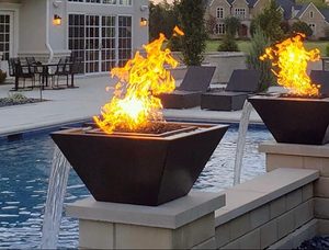 Brasero au propane pour jardin, brasero aquatique en acier inoxydable noir pour piscine - Product Image 1