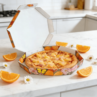 Caja de Pizza Hexagonal de Cartón Corrugado Reciclado Personalizada, Caja de Empaque para Alimentos para Llevar, Empaque Ecológico para Restaurantes